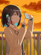 夕暮れ時の宮舞