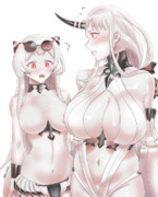 港湾棲姫と飛行場姫水着