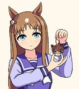 エルぬいぐるみで遊ぶグラス