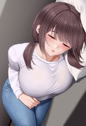 眠っているおさげの彼女