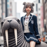 AI画像　六花と海獣