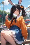 遊園地で遊んでいるメイベルちゃん