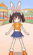 遊園地で遊んでいるメイベルちゃん