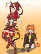 腹踊りをするトウカイテイオーとマヤノトップガンその1