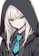 フードかぶった女の子。