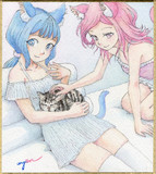 猫娘コバルトブルーヒューとブリリアントピンク