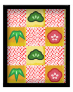 【素材】額装ファブリックアート（松竹梅・鹿の子模様・市松模様）【フリー素材処くらげや】