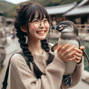 AI画像　ペンギンゲットな千冬ちゃん