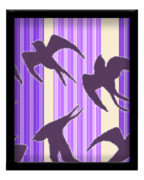 【素材】額装ファブリックアート（銘仙風・燕模様・縞模様）【フリー素材処くらげや】