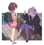 下校中きりたんとコンビニ前のゆかりさん