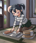 包丁を研ぐ鬼娘