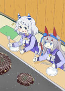 ミラ子とタマちゃんとお好み焼き