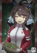出会った熊さんと、かけっこで遊んで楽しむタクト