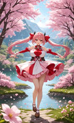 桜と湖2