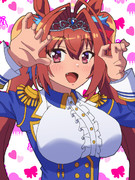 謎のポーズをさせられて少し恥ずかしがるダイワスカーレット