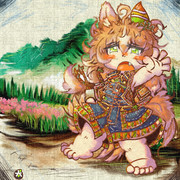 幻覚ウマ娘デザイン画 グリーンノート(非実在馬) たぬき化予定……