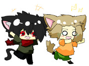 おいかけっこにゃう。