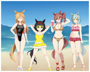 海水浴に来たカサマツ組