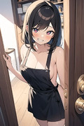 裸エプロンで出迎える新妻（AIイラスト）