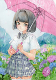 梅雨とアジサイと女の子