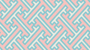 【素材】シームレスパターン背景・紗綾形模様2（ピンク・水色・ベージュ）【フリー素材