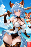 原神の蛍のコスプレをしているグラブルのサテュロスちゃん