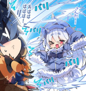 キリンちゃんとアオアシラちゃん。