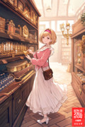 アンティークショップでキャンドルスタンドを買い求めるジータちゃん