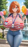 風船くばってる娘