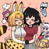 お礼イラスト（サーバルちゃんとかばんちゃんとドーブルさんとりつ姉とカンナちゃんとラッキーさん