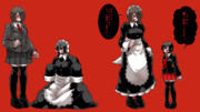 ミアさん(250cm)とアザミさん(159cm)とロングメイド。