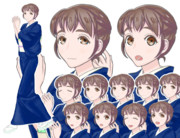 【素材】オリジナル立ち絵・女性（識別名／伊千也アイ）・仲居（単衣着物）【フリー素材処くらげや】