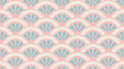 【素材】シームレスパターン背・花青海波模様（ピンク・水・ベージュ）【フリー素材処くらげや】