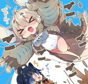 ジエン・モーランちゃんとアオアシラちゃん。