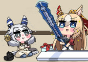 ヒシミラクルとヒシミラクルTからのプレゼントをもらうデュランダル