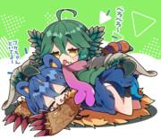 プケプケちゃんとアオアシラちゃん。