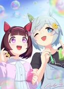 シャボン玉で遊ぶフラウンス