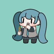 【GIF】晩酌セットを手にしてご機嫌な初音ミク