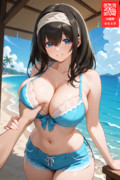 誰もいない海で二人の愛を確かめ合う鷺沢文香