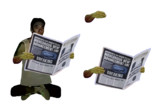 あぐら状態で新聞を読むラスター食パンマン.png
