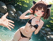 きりたんと水遊び
