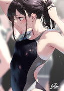 髪をくくり直してる子