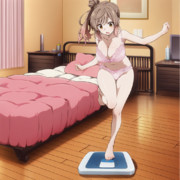 がんばって体重を計るささらちゃん