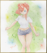デニムショートの女の子