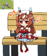 クソでかいベンチに座るスティルインラブ