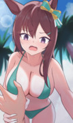無人島での作業中うっかりドーベルが転んで押し倒されてしまった⋯⋯
