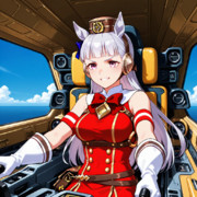 AIに描かせたコックピットに乗っているゴールドシップ