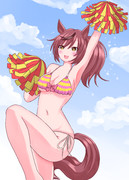 超暑くて服脱ぎながら頑張って応援するチアネイチャ