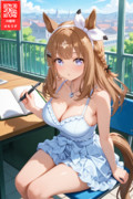 トレセン学園でレースプランを組み立てて書き出してるアーモンドアイちゃん