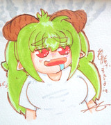 ツノと頭から煙噴き出してる不落さん